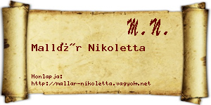 Mallár Nikoletta névjegykártya
