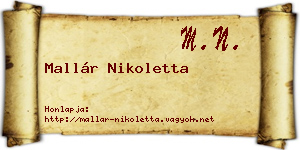 Mallár Nikoletta névjegykártya